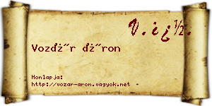 Vozár Áron névjegykártya