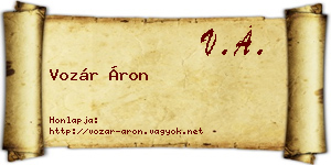 Vozár Áron névjegykártya